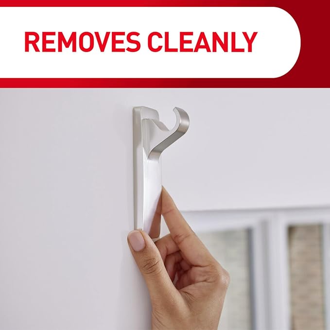 Command Medium Satin Nickel Curtain Rod Hooks, 2 Hooks, 4 Strips | No Drilling - Image 9
