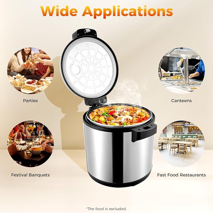 Commercial Rice Warmer,Electric Non-Stick Food & Rice Warmer,Constant Temperature Soup Warmers for Restaurant Party Family,NOT Cooker