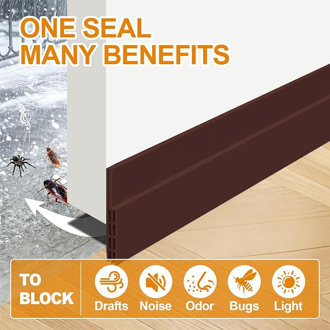 Door Draft Stopper, Strong Adhesive, Blocks Draft, Dust & Light | 78'' Length - Image 4