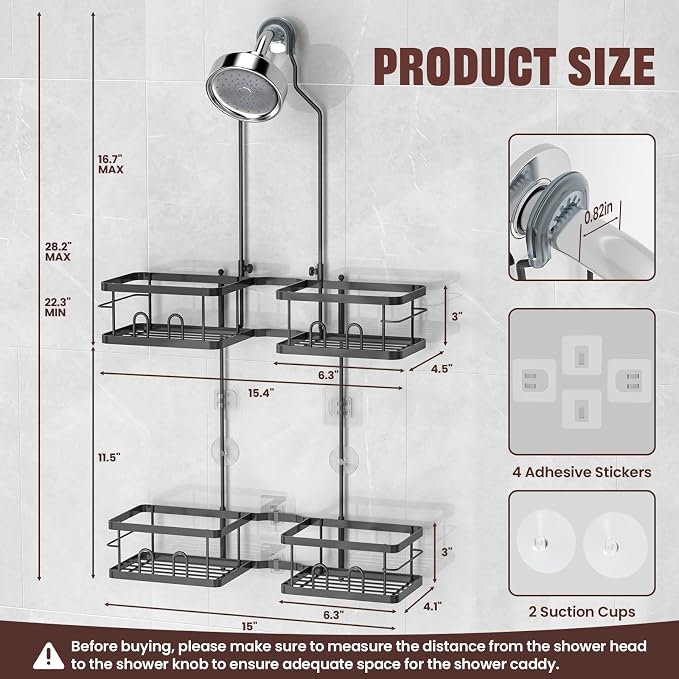 REINHARDT Adjustable Shower Caddy Hanging - Image 6
