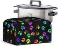 Colorful Dog Paws Slow Cooker Bag - Compatible with 6-8 Quart Oval Slow Cooker - Easy to Fold