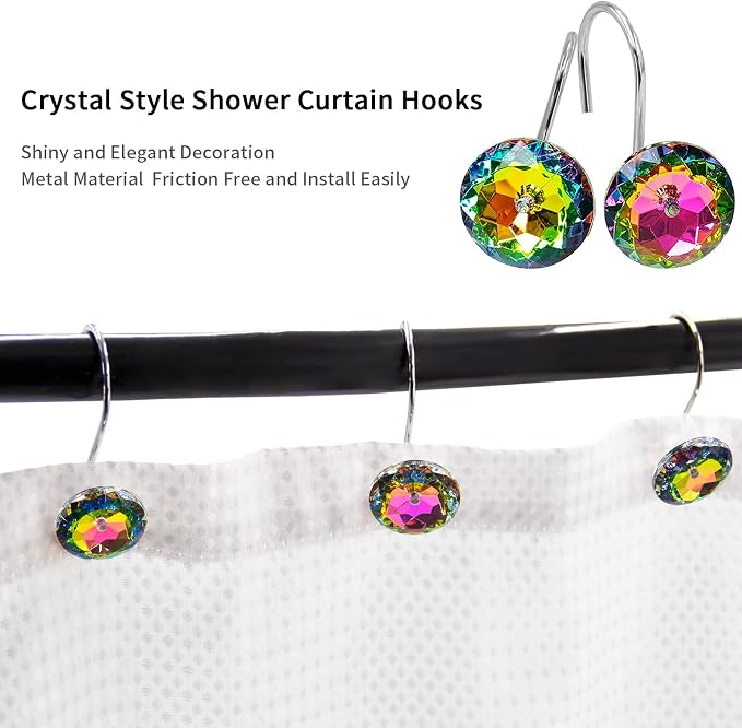 Colorful Diamond Crystal Bling Shower Curtain Hooks Rings - Image 3