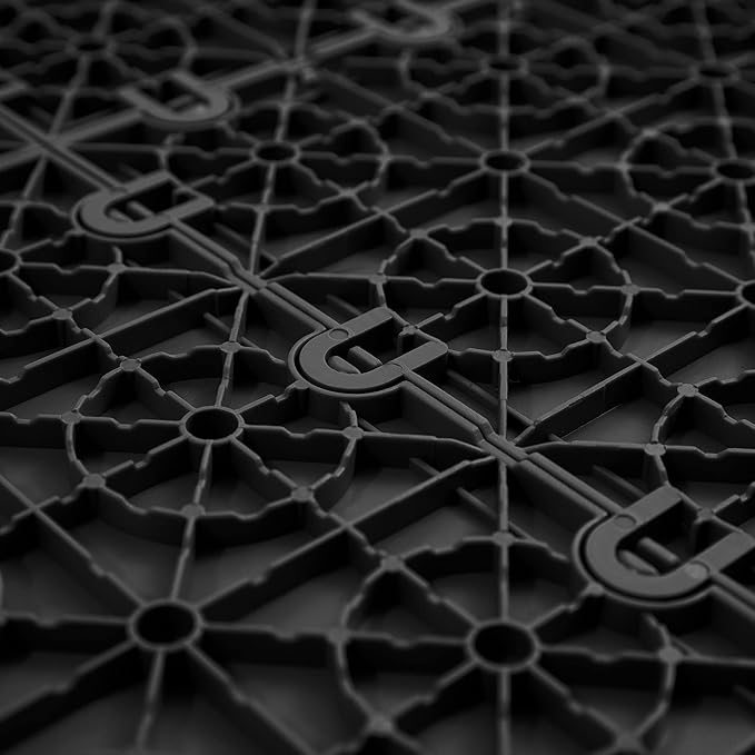 FlooringInc's Nitro 12"x12" Snap-Together Garage Floor Tiles, Non-Slip Interlocking Plastic Floor Mat, Midnight Black, 1 Tile, 1 Sq/Ft