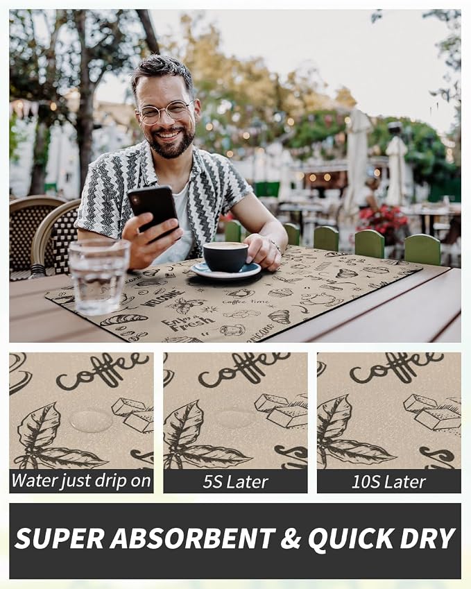 AMOAMI-Coffee Mat Hide Stain Rubber Backed Absorbent Dish Drying Mat - Image 4
