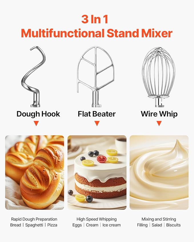 Happybuy 30Qt Commercial Food Mixer with Timing Function， Commercial Mixer 1250W Stainless Steel Bowl Heavy Duty Electric Food Mixer Commercial with 3 Speeds Adjustable, Perfect for Bakery Pizzeria