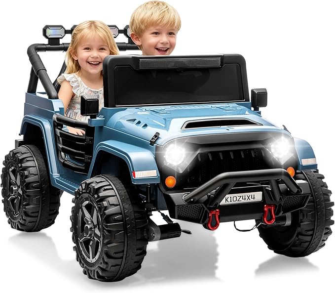 Kids 24v 2-Seater Electric Ride on Car,24v 4x4 Kids Electric Truck with Remote Control,2-Seater Ride-on Car, Spring Suspension & LED Lights for Backyard Exploration