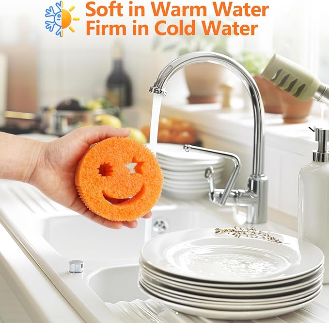 Kitchen Sponges 6 Pack, Scratch Free Dish Sponges - Image 4