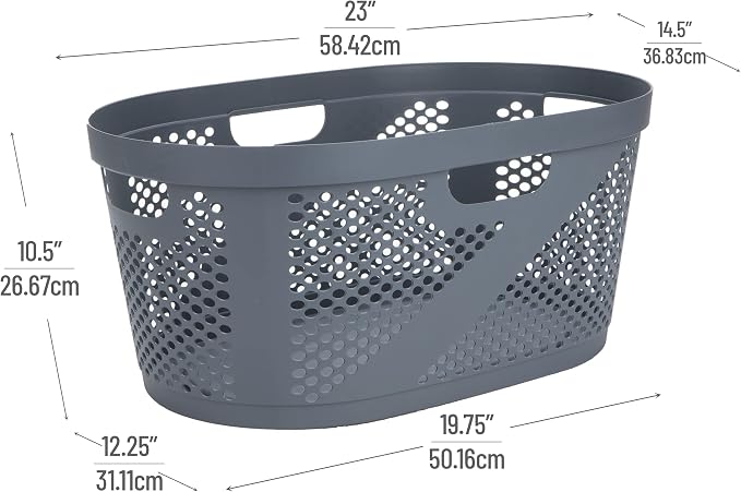 Mind Reader 40L Laundry Basket, Clothes Hamper, Premium Wicker Design - Image 3