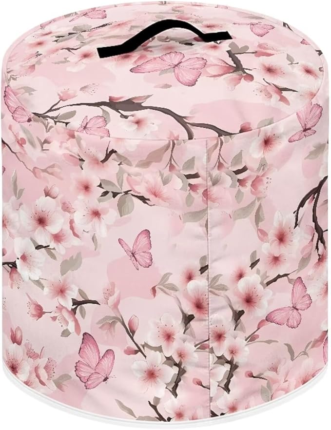 Pink Flower Dust Cover with Pocket for Instant Pot, Rice Cooker and Air Fryer, Round Pressure Cover Dust-Proof Stain Resistant Electric Appliance Cover Easy to Clean
