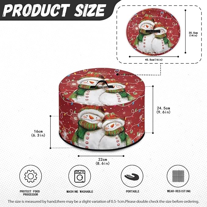 Cute Snowman Christmas Light Print Slow Cooker Dust Cover Protective with Pocket Keep Appliance Clean Fit Most 6-8 Quart Crock Pot for Kitchen Appliance Accessories Christmas Decor