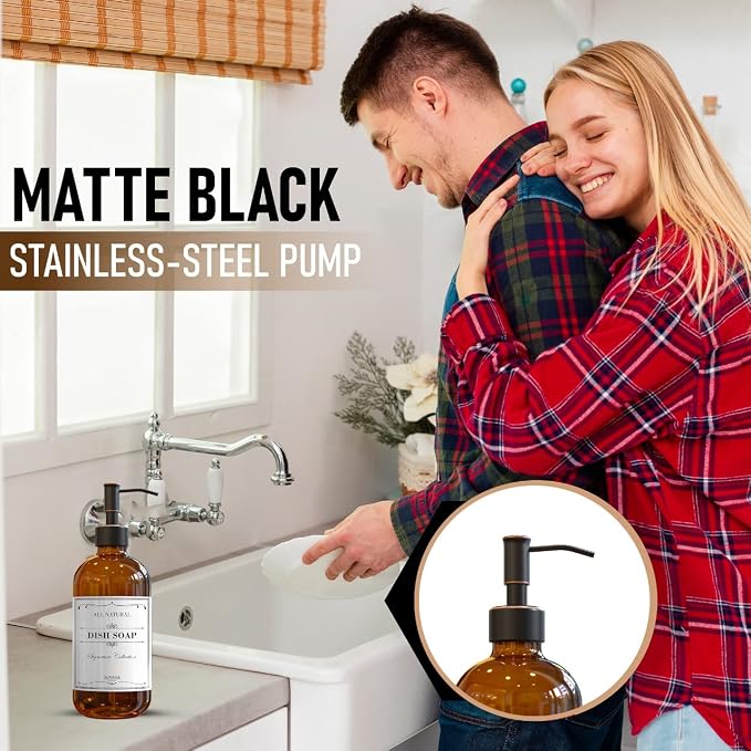Sunrise Premium Amber Glass Soap Dispenser - Image 6
