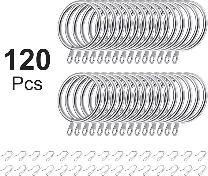 Hotop 60 Pcs 1.26 Inch Curtain Ring and 60 Pcs Pin Hook, 0.98/1.26/1.5/1.65 - Image 4