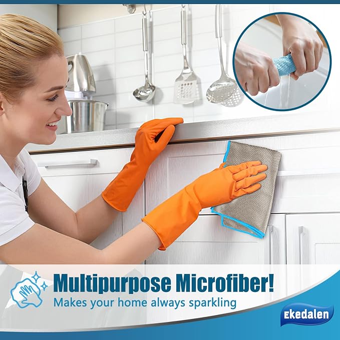 Ekedalen Microfiber Cleaning Cloth Lint Free Glass Polish, Light Grey - Image 7