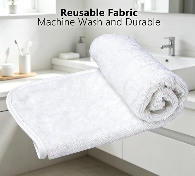 White Dual-Sided Microfiber Face Towels, Exfoliating Face Cloths - Image 7