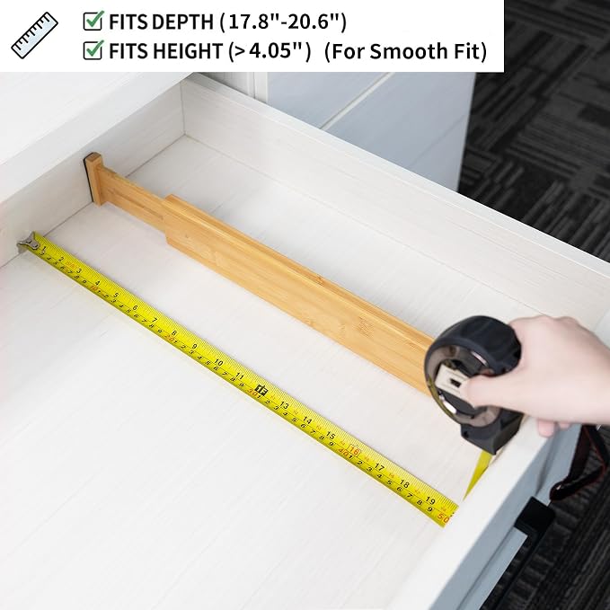 Utoplike 4 Pcs Bamboo Kitchen Drawer Dividers, Large Drawers Organizers | - Image 7