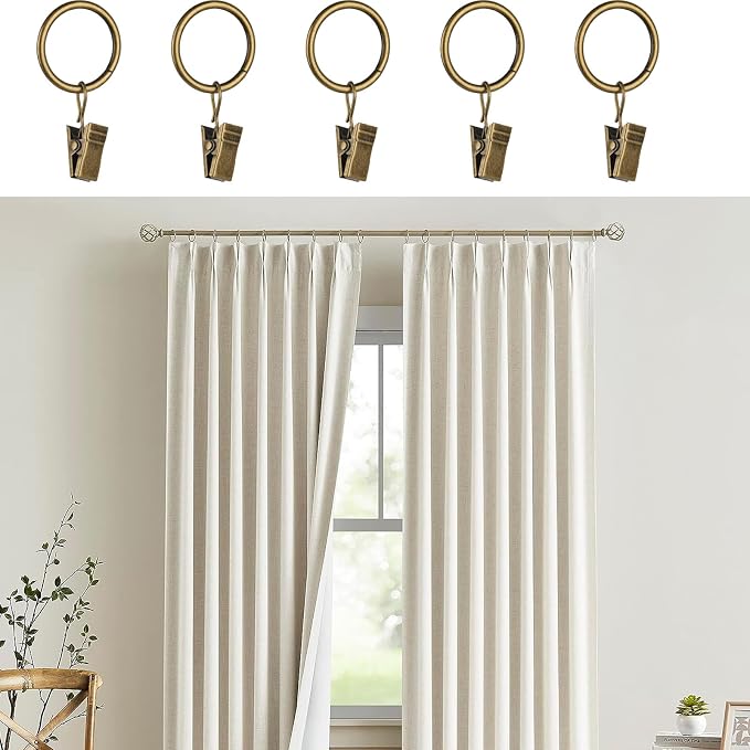 16 Pack Curtain Rings with Clips, Window Clip Rings Curtain Hooks Hangers Clip - Image 3