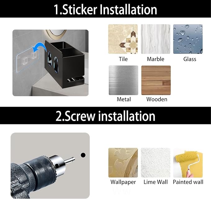 Electric Toothbrush Holder, Wall Toothbrush Holder Bathroom，2 Slot | Made of - Image 7