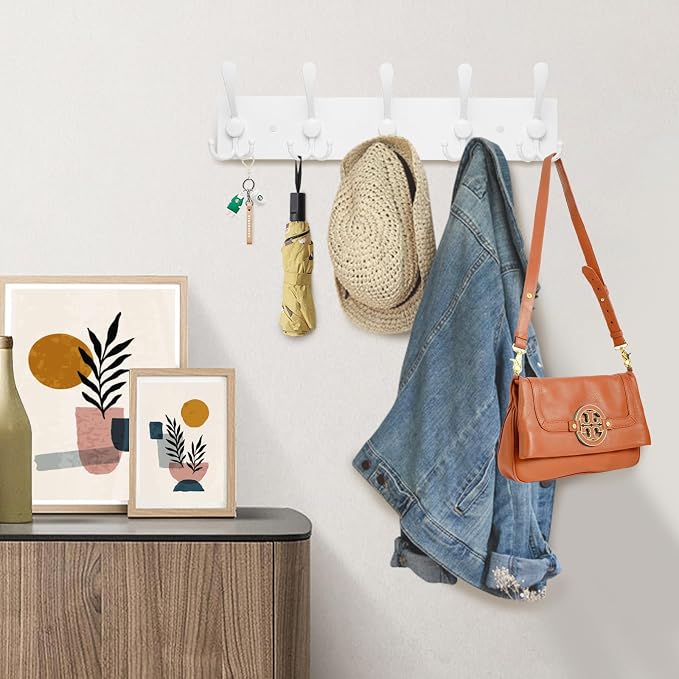 Kuhome 2pcs Coat Rack Wall Mount Coat Hooks Wooden Hat Rack - Image 3