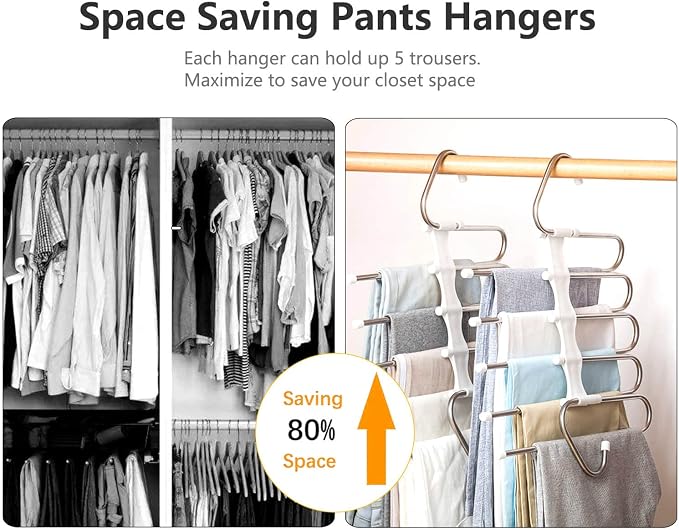 Kalimdor Pants Hangers 2 Pack Space Saving Metal Closet Organizer, Clothes - Image 2