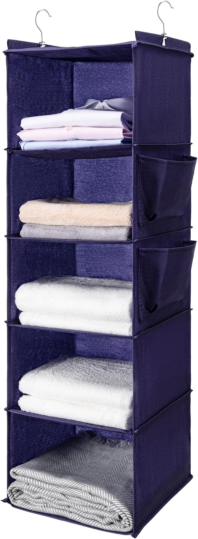 BOOMIBOO Hanging Closet Organize and Shelves, 5-Hanging Shelf （Purple） | by BOOMIBOO
