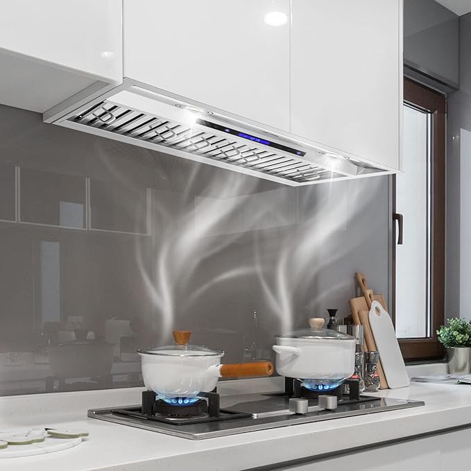 VEVOR Insert Range Hood, 900CFM 4-Speed, 30 Inch Stainless Steel Built-in Kitchen Vent with Touch & Remote Control LED Lights Baffle Filters, Ducted/Ductless Convertible, ETL Listed…