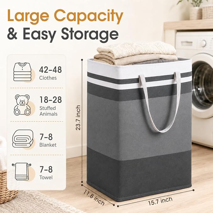 2 Pack Large Laundry Baskets, Laundry Hampers, Freestanding Waterproof - Image 3