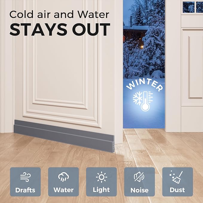 Grotheory 2 Pack Door Draft Stopper, Door Sweep, Weather Stripping Seal | - Image 2