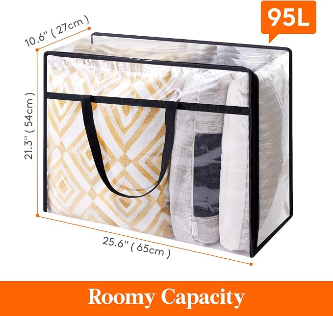 Lifewit 4 Pack Clear Clothes Storage Bags, 95L Plastic Blanket Storage Bag - Image 4