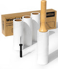 Diagonal Tear Lint Roller with Wooden Handle- 6.3 Inch Refills, 4 Rolls x 100 by IMMHABI