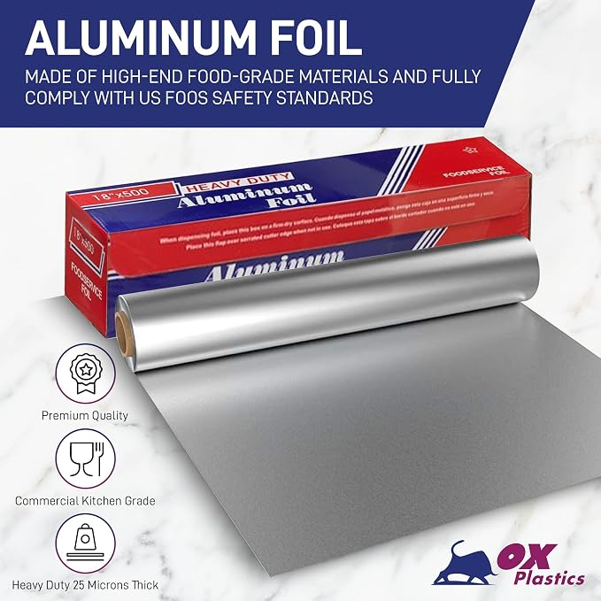 Ox Plastics Aluminum Foil Wrap | Heavy-Duty, Commercial Grade - Image 2