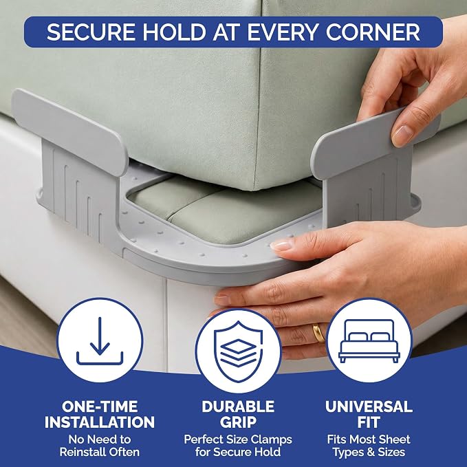 Bed Sheet Holder for Corners – Keeps Sheets Tight & Wrinkle-Free – Fitted Sheet - Image 3