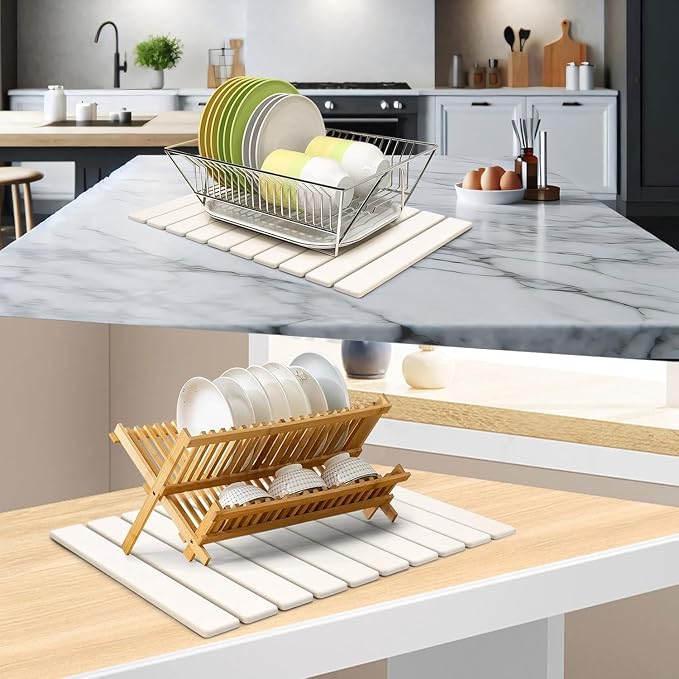 Large Stone Dish Drying Mats for Kitchen Counter, Collapsible Quick-Dry - Image 6