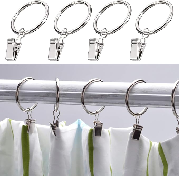 16 Pack Curtain Rings with Clips, Window Clip Rings Curtain Hooks Hangers Clip - Image 3