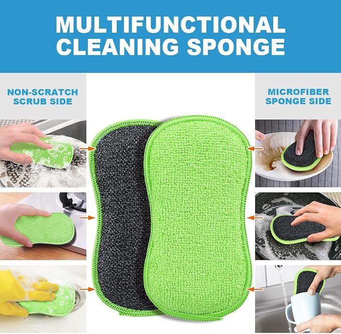 HOMEXCEL Dish Sponge 12 PK, Microfiber Kitchen Sponges - Image 4