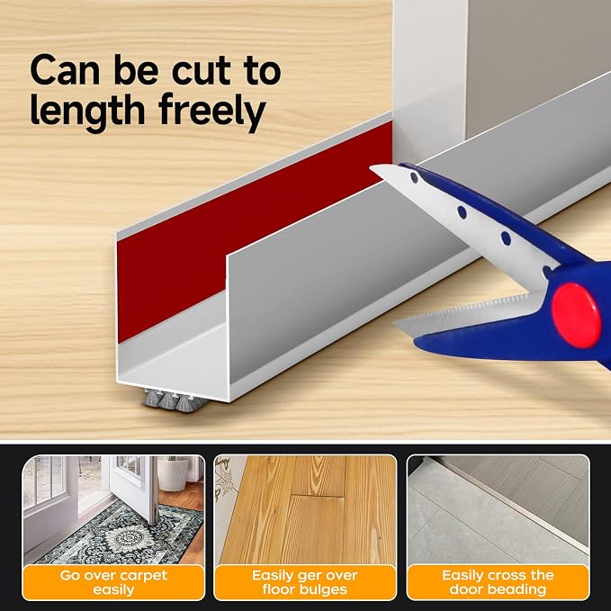 2 Pack Weather Stripping Door Seal, 36” Length Cuttable Door Draft Stopper - Image 5