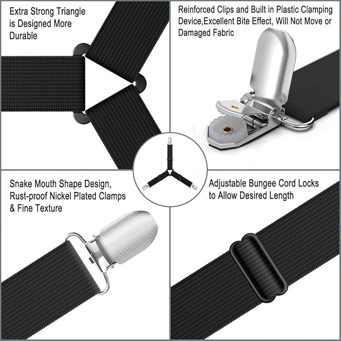 Bed Sheet Holder Straps, Upgrade Non Slip Sheet Clips, Fitted Sheet Holders - Image 3