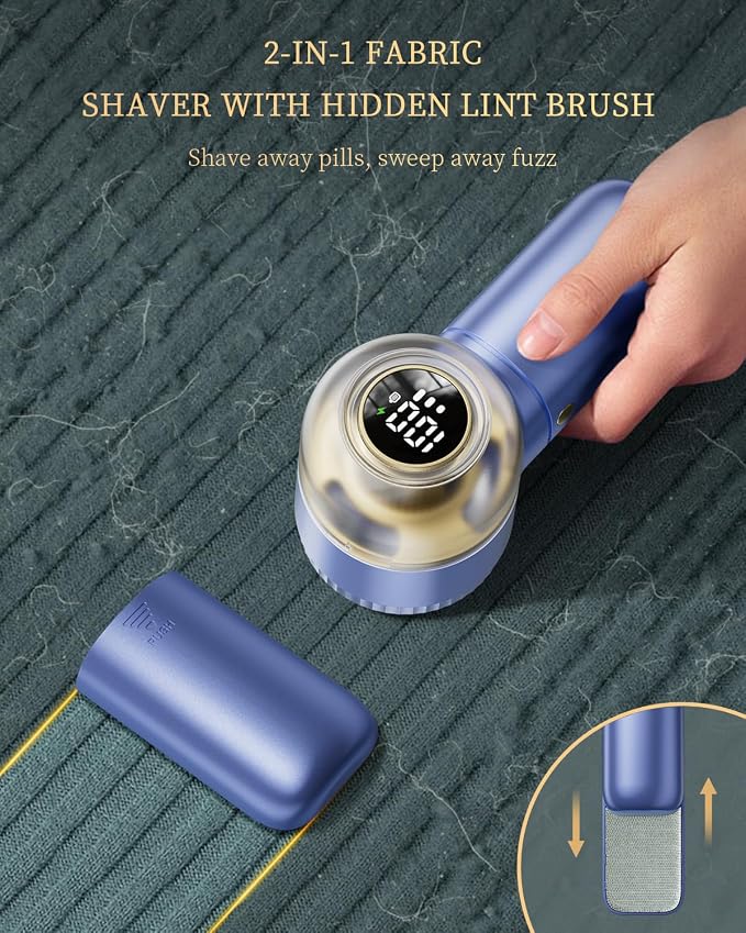 Fabric Shaver with Lint Brush, Large Lint Shaver with Digital Display | - Image 4