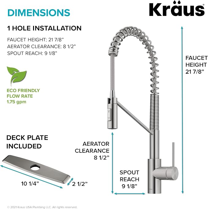KRAUS Oletto Commercial Style Single Handle Pull Down Kitchen Faucet - Image 7