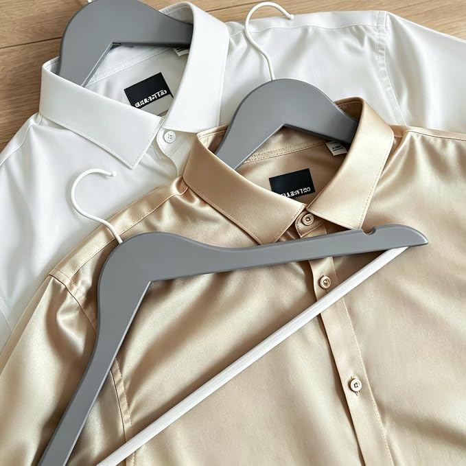 TOPIA HANGER Premium Wooden Hangers 30 Pack Grey/White Wood Hangers | Non-Slip - Image 4