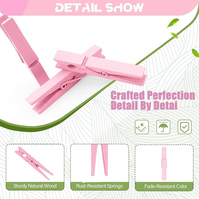 100 Pcs Pink Clothes pins - Image 2