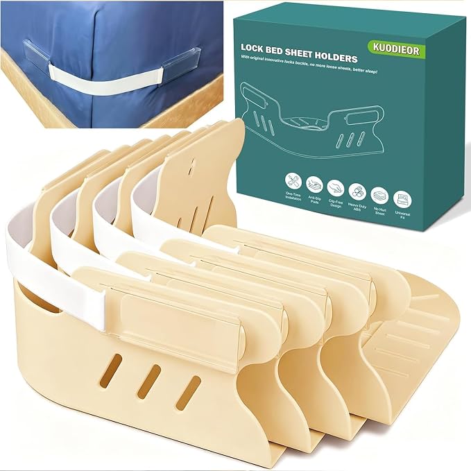Bed Sheet Holders for Corners, No More Loose Sheets, Easy Installation for Any by KUODIEOR