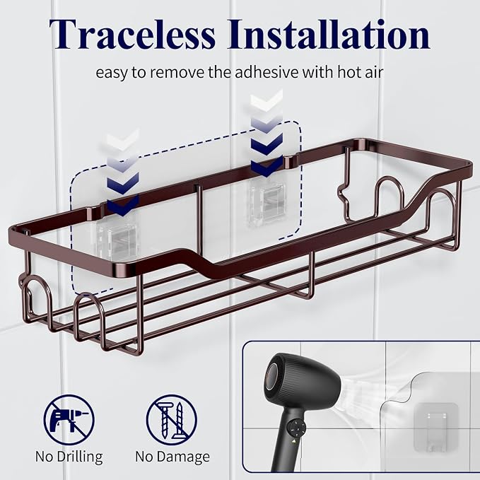 Kitsure Shower Caddy, Adhesive Shower Organizer - Image 4