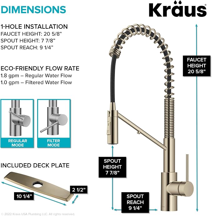 KRAUS Oletto 2-in-1 Commercial Style Pull-Down Single Handle Water Filter - Image 4