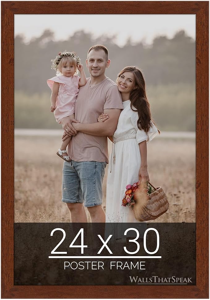 wallsthatspeak 24x30 Dark Walnut Rustic Pine Picture Frame for Puzzles Posters Photos or Artwork