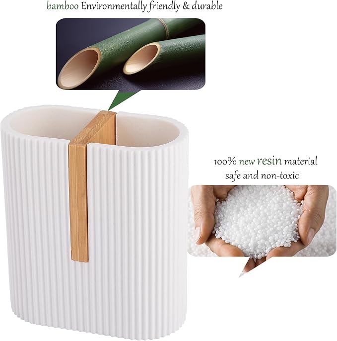 Toothbrush Holders for Bathroom, Bamboo Electric Toothbrush Stand, Bathroom - Image 4