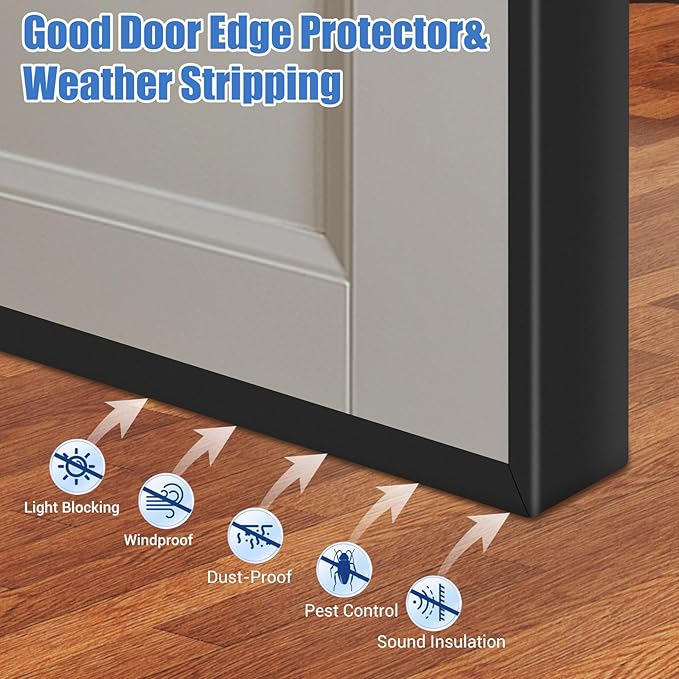 Rubber Edge Trim, Self-Adhesive U Shaped Edge Protector for Plywood, Cabinet, 2-1/8" Wood Edge Banding, Flexible Furniture Repair, EPDM Material, Fit 2-1/8"(54mm), Length 20Ft, Black