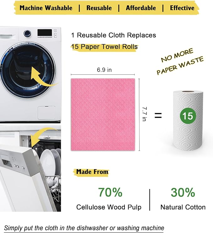 MoLKENE Swedish Dishcloths for Kitchen, 10 Pack Reusable Paper Towels, - Image 4