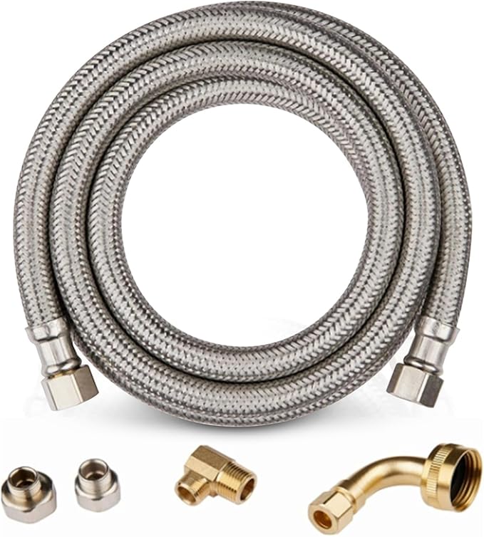 5 Pack Foskan 6FT Dishwasher Installation Kit,With Compression Connection,Stainless Steel Supply Line For Standard Dishwashers （6FT）