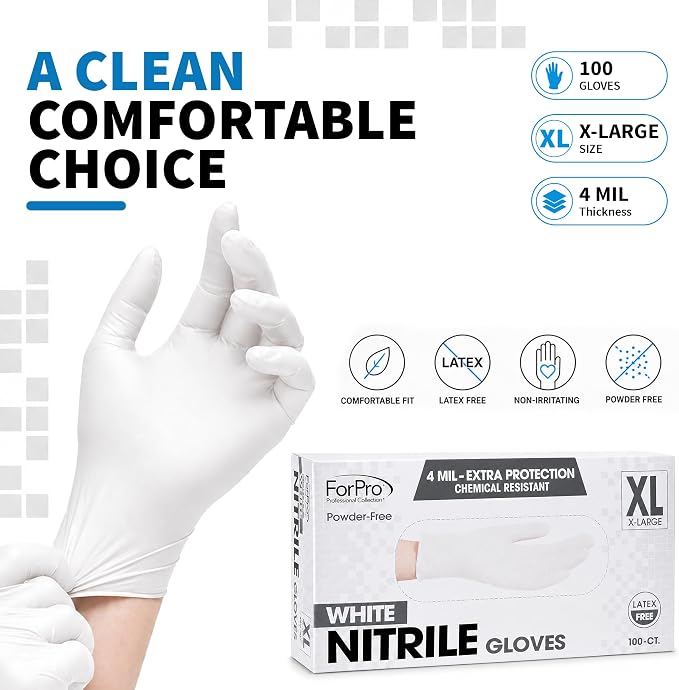 ForPro Disposable Nitrile Gloves, Chemical Resistant, Powder-Free, Latex-Free - Image 7