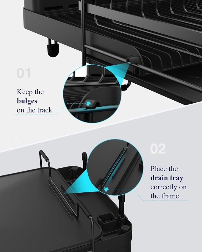 Kitsure Extendable Dish Drying Rack, 19.2"-26.7" L x 12.9" W, Anti-Rust Dish - Image 8
